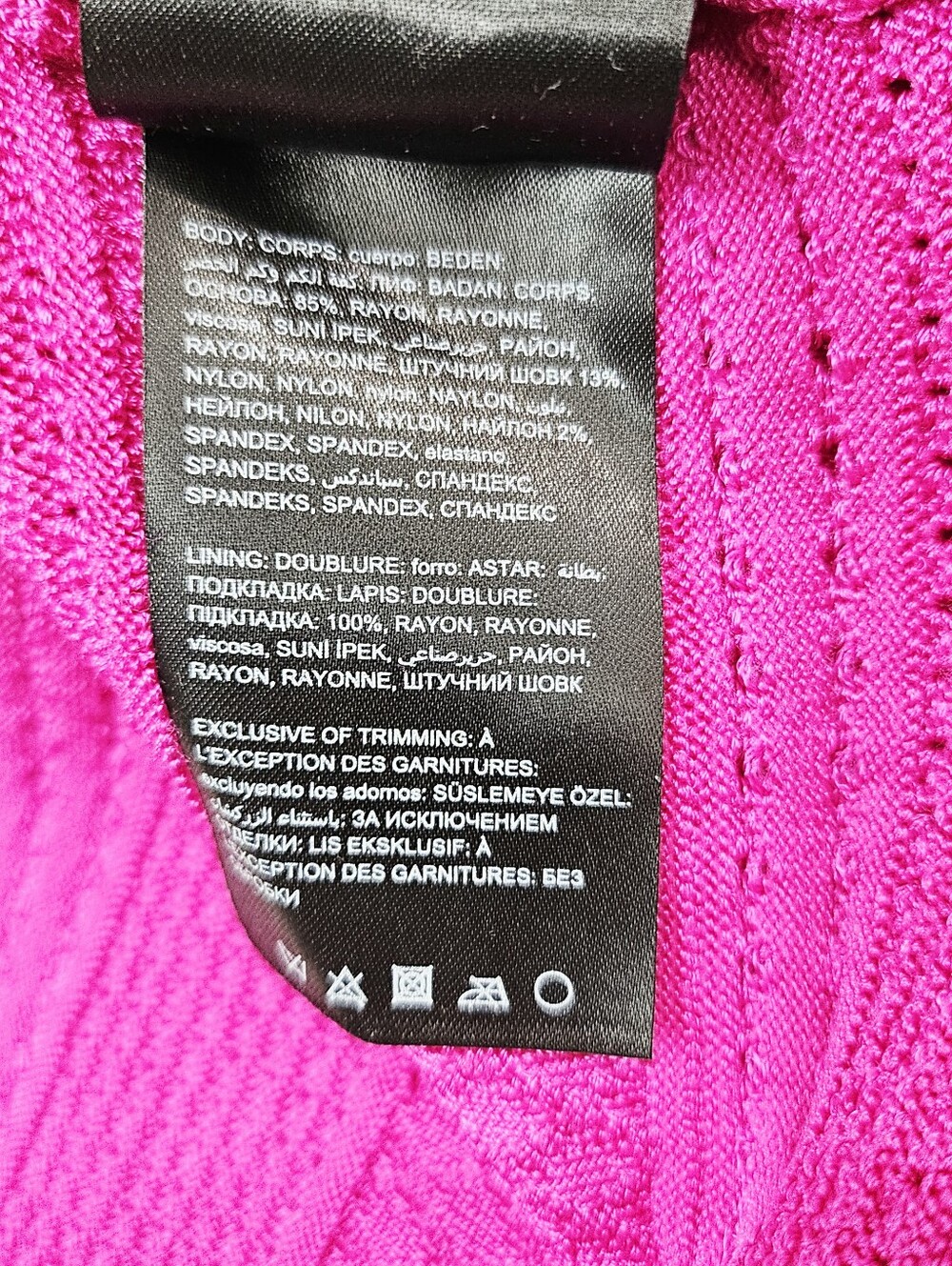 BEBE Hot Pink Pointelle Knit Lace Trim Bandage Bodycon Dress XS - Picture 9 of 12